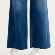 【Arnold Palmer 雨傘】女裝-顯瘦拼接涼感牛仔寬褲(深藍色)