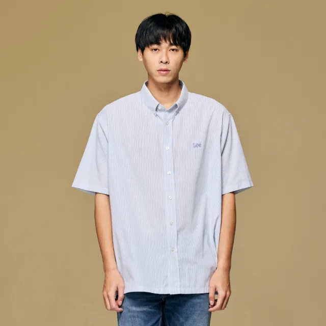 【Lee】男裝 短袖襯衫 / 薄棉 雙色細條紋 季節性版型(LB405003184/LB405003185)