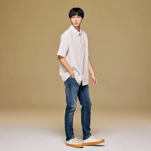 【Lee】男裝 短袖襯衫 / 薄棉 雙色細條紋 季節性版型(LB405003184/LB405003185)