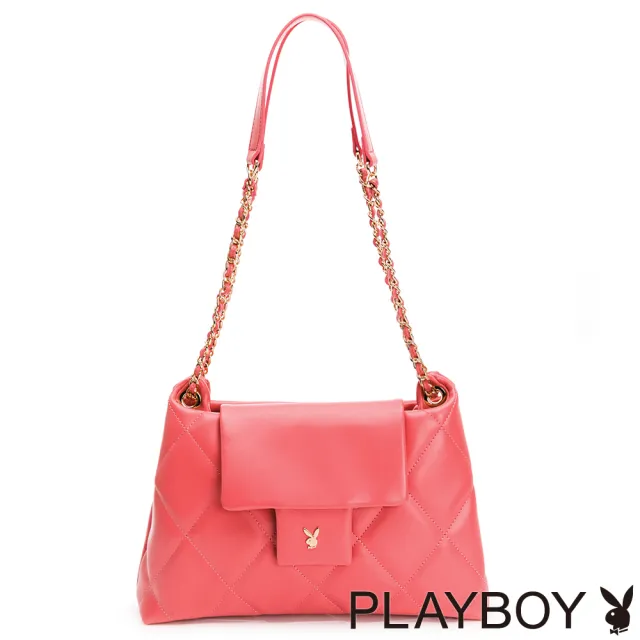 【PLAYBOY】肩背包 菱格系列(桃色)