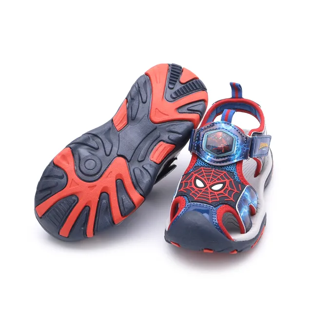 【Marvel 漫威】16-20cm 輕量電燈護趾涼鞋 藍紅 中童鞋 MNKT45072