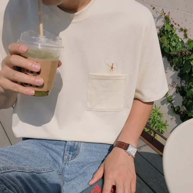 【巴黎精品】現貨+預購 T恤短袖上衣(圓領寬鬆刺繡休閒男裝3色a1fy45)