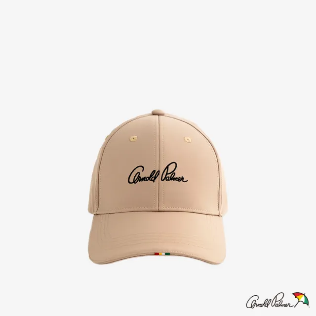 【Arnold Palmer 雨傘】配件-草寫LOGO棒球帽(卡其色)