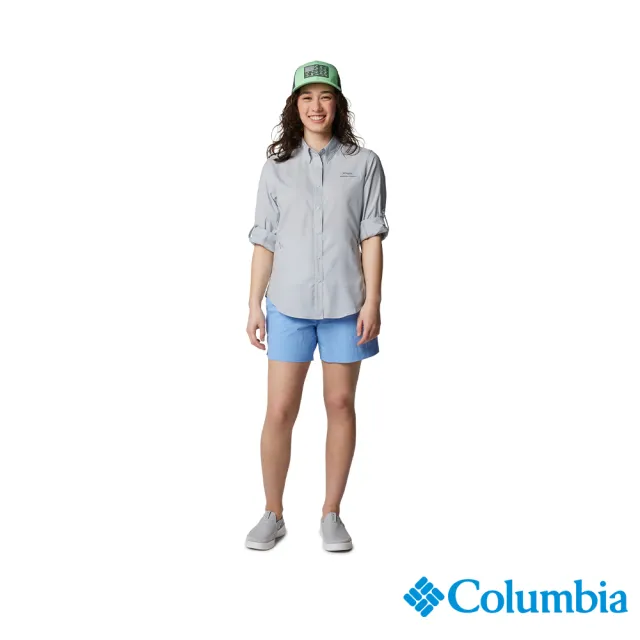 【Columbia 哥倫比亞】女款-防曬快排長袖襯衫-灰藍(UFL72780GL/IS)