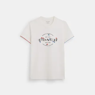 【COACH蔻馳官方直營】棉質花卉圖案T恤-白色(CT414)