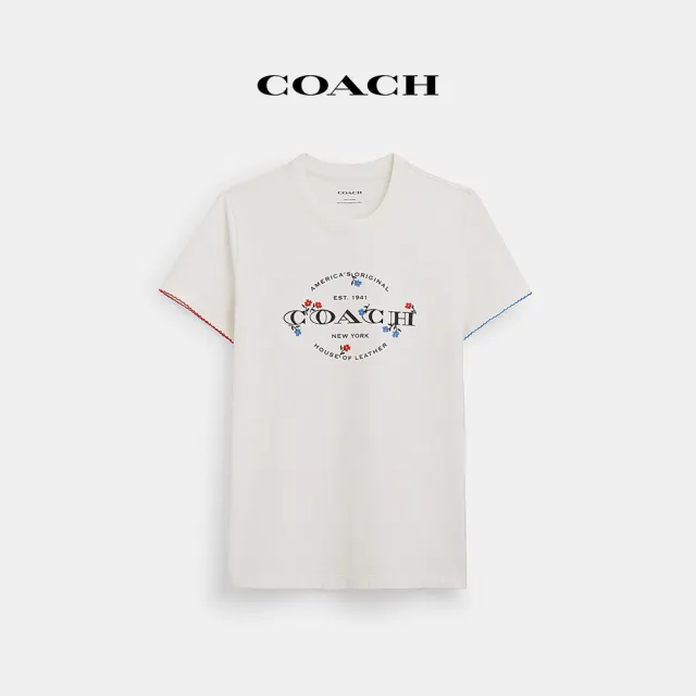 【COACH蔻馳官方直營】棉質花卉圖案T恤-白色(CT414)