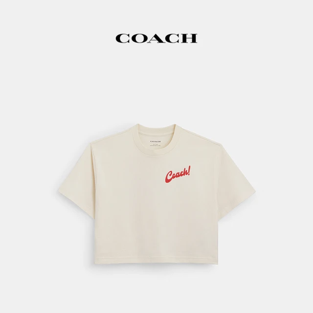 COACH蔻馳官方直營 棉質經典Logo方形愛心圖案T恤-白