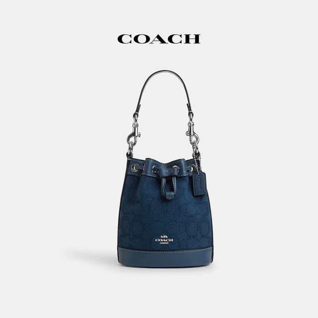 COACH蔻馳官方直營 經典Logo迷你水桶包-SV/丹寧色/深丹寧色(CT863)