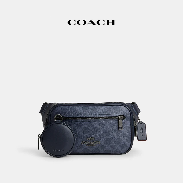 COACHCOACH蔻馳官方直營 ELIAS經典Logo丹寧布腰包-青銅色硬體/丹寧色/午夜海軍藍色(CU551)