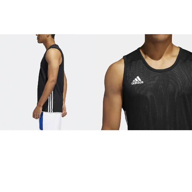 【adidas 愛迪達】球衣 3G Speed Reversible Jersey 男款 黑白 雙面穿 籃球 背心 愛迪達(DX6385)