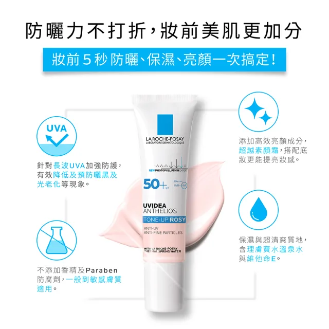 【理膚寶水】全護清透亮顏防曬隔離乳 UVA PRO 30ml 年度限定組F(瑰蜜霜)