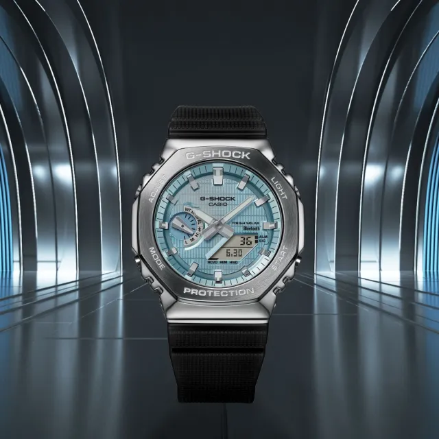 【CASIO 卡西歐】G-SHOCK金屬藍芽雙顯錶(GBM-2100A-1A2)