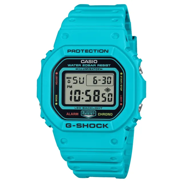 【CASIO 卡西歐】G-SHOCK鮮豔配色電子錶(DW-5600EP-2)