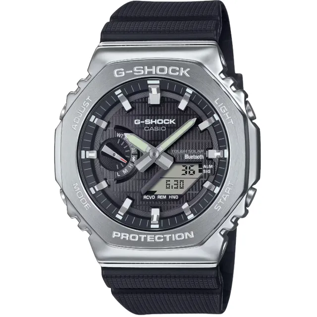 【CASIO 卡西歐】卡西歐G-SHOCK 雙顯運動太陽能藍芽膠帶錶-黑(GBM-2100-1A 台灣公司貨)