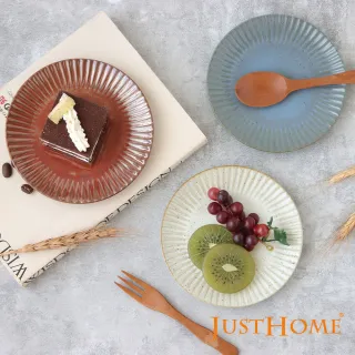 【Just Home】日式粗陶5.5吋平盤 迷霧藍(盤 平盤 點心盤)