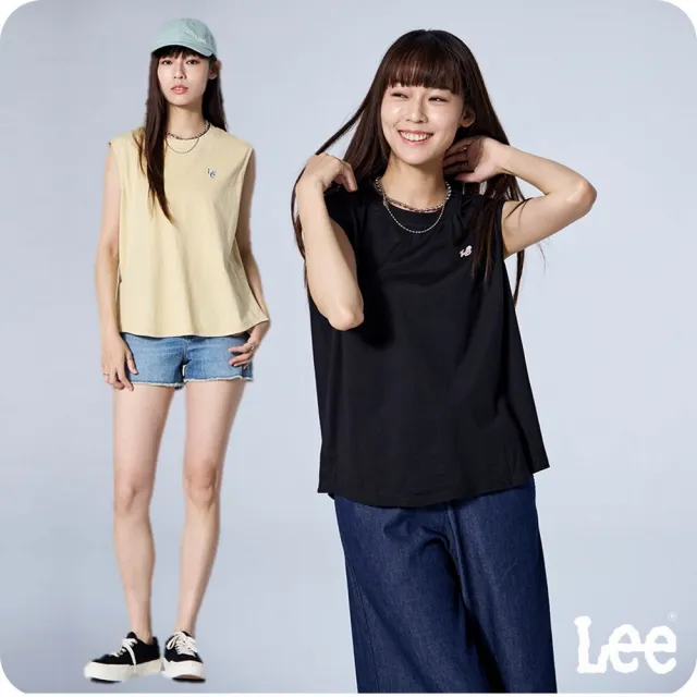 【Lee】女裝 無袖T恤 / 左胸LOGO 釘釦開衩 背心 共2色 季節性版型(LB416008184 / LB416008K11)
