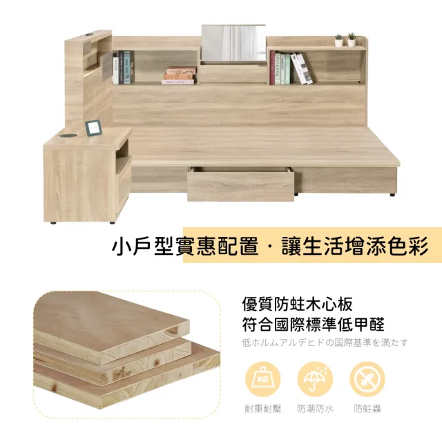 【IHouse】日系夢幻100 房間4件組-單大3.5尺(床片+收納抽屜底+收納床邊櫃+床頭櫃)