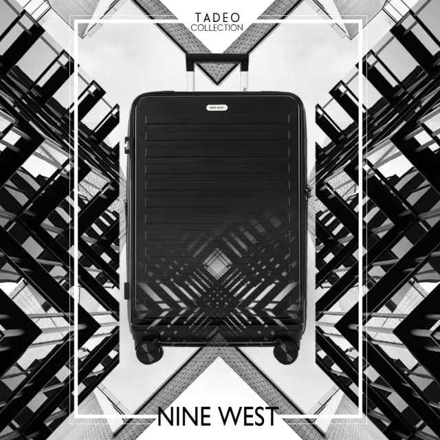 【NINE WEST】TADEO經典橫條 28吋前開式防爆耐摔可擴充旅行行李箱 NW31269(黑色)