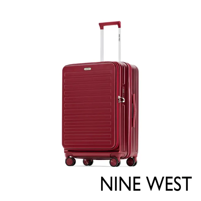 【NINE WEST】TADEO經典橫條 28吋前開式防爆耐摔可擴充旅行行李箱 NW31269(紅色)
