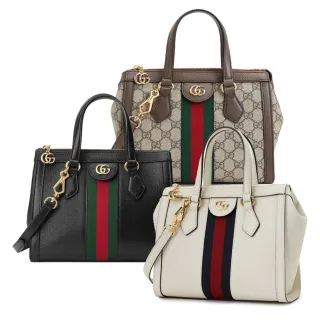 【GUCCI 古馳】547551 / 719882 經典Ophidia系列帆布印花綠紅綠織帶皮革飾邊手提/斜背兩用包(顏色任選)
