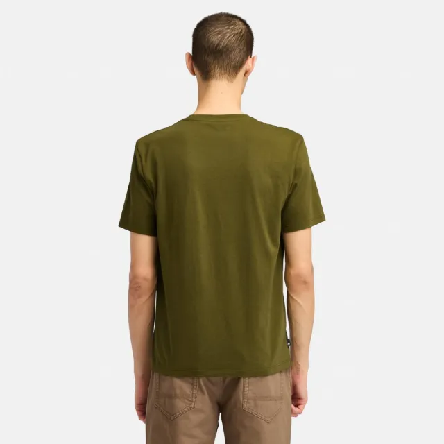 【Timberland】男款深橄欖綠迷彩短袖T恤(A2Q5Q302)
