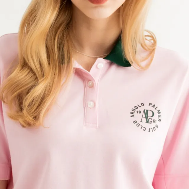 【Arnold Palmer 雨傘】女裝-立體剪裁寬鬆版型POLO衫(粉色)