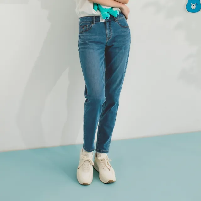【Arnold Palmer 雨傘】女裝-COOLMAX涼感彈性修身牛仔褲(淺藍色)