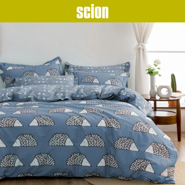 【Scion】精梳棉雙人四件式床包組-刺蝟-灰藍(金安德森寢具 狐狸寢具 SCION寢具)