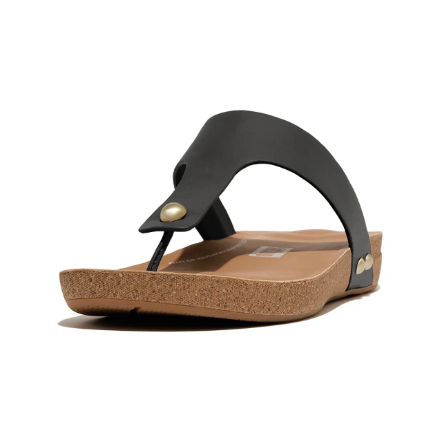 FitFlop iQUSHION皮革夾腳涼鞋(黑色)