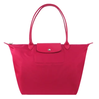 【LONGCHAMP】LE PLIAGE NEO系列尼龍長把手提水餃包(大/樹莓紅/展示品)