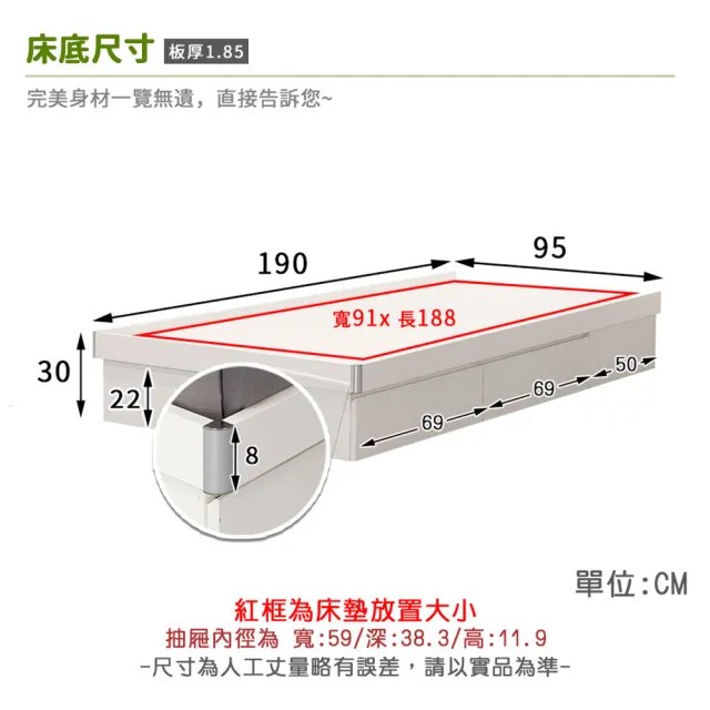 【myhome8居家無限】Wagor葳格包覆型安全收納床底-3尺-無抽-標準單人(可客製尺寸/顏色)