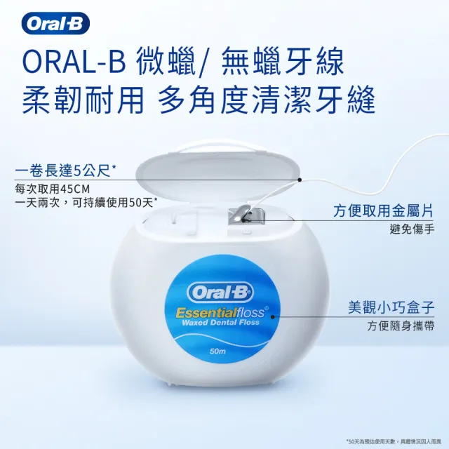 【Oral-B 歐樂B】無蠟牙線50公尺*6