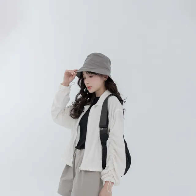 【Queenshop】女裝 正韓 水洗感造型素面漁夫帽 現+預 07020911