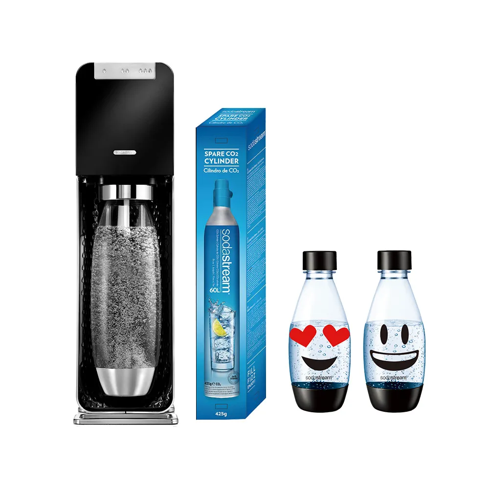 【Sodastream-全配組】電動式氣泡水機POWER SOURCE旗艦機 2色(加碼送鋼瓶+水瓶+瓶蓋)