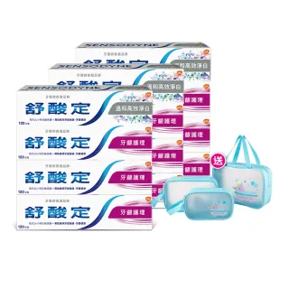 【SENSODYNE 舒酸定】日常防護 長效抗敏牙膏 超值12入(牙齦護理120gX9入+溫和高效淨白120gX3入)