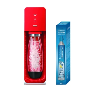 【Sodastream-水瓶任選賣場】自動扣瓶氣泡水機 SOURCE-紅色(加碼送1隻鋼瓶 含原箱共2隻)