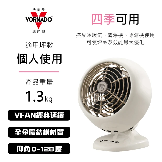 VORNADO 沃拿多 經典迷你復古扇VFANMC23(白色)