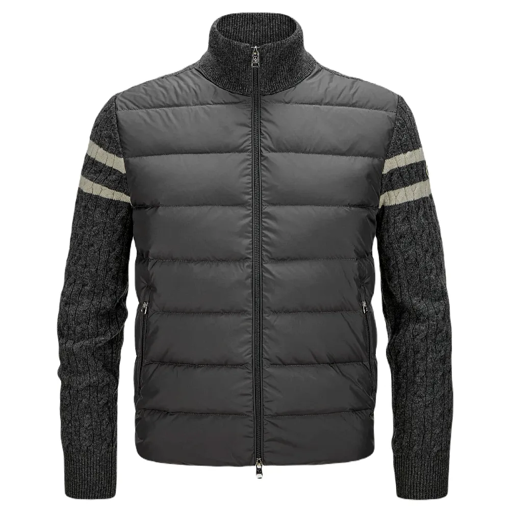 【MONCLER】秋冬新款 男款 羽絨羊毛拼接外套-深灰色(1號USA-S、2號USA-M、3號USA-L、4號USA-XL)