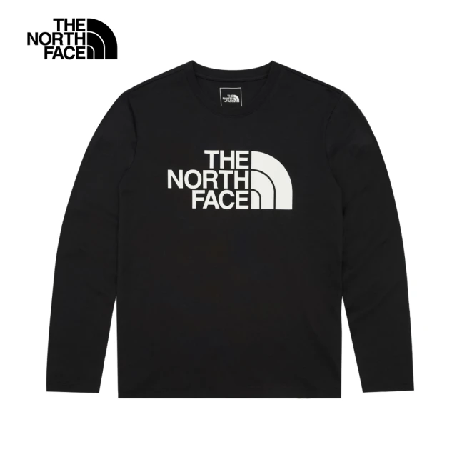 The North Face 北面女款黑色吸濕排汗品牌LOGO長袖T恤｜8AKUJK3