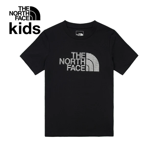 The North Face 北面兒童黑色吸濕排汗品牌LOGO短袖T恤｜89XVJK3