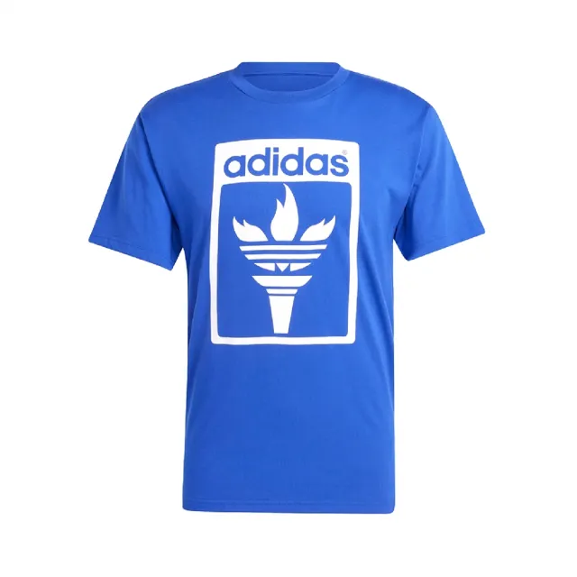 【adidas 愛迪達】短袖 TREFOIL Tee 男款 藍 白 三葉草 短T 愛迪達(JJ1221)