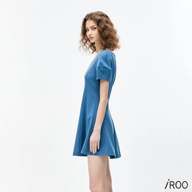 【iROO】剪接袖型設計短洋裝