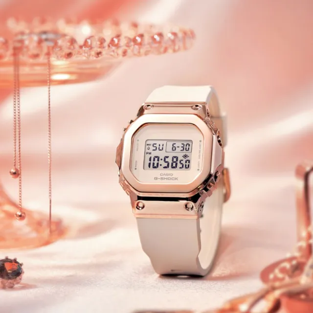 【CASIO 卡西歐】G-SHOCK 優雅玫瑰金電子錶 女錶(GM-S5600UPG-4)