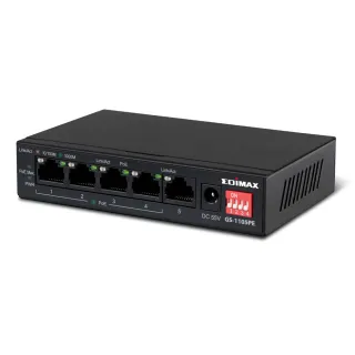 【EDIMAX 訊舟】GS-1105PE 長距離5埠Gigabit PoE+網路交換器