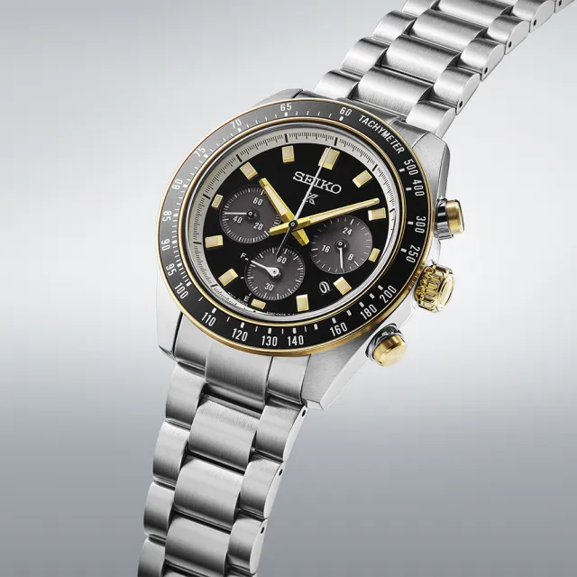 【SEIKO 精工】PROSPEX SPEEDTIMER 極速熊貓太陽能三眼計時男錶-黑x銀/41.4mm 送禮(SSC941P1/V192-0AH0G)