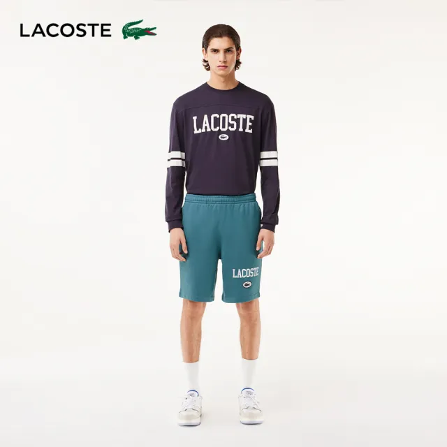 【LACOSTE】男裝-常規版型Lacoste印花慢跑短褲(藍綠色)