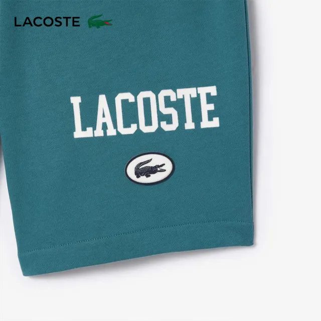 【LACOSTE】男裝-常規版型Lacoste印花慢跑短褲(藍綠色)