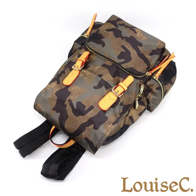 【LouiseC.】Tree House 尼龍+植鞣革牛皮行李桿插袋掀蓋造型手提後背包-3色(CC158233)