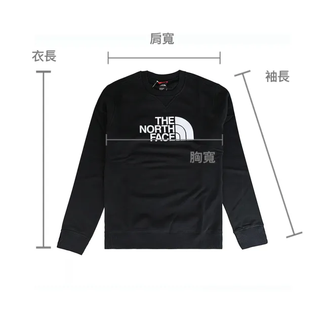 【The North Face】The North Face簡約造型白字LOGO 設計棉質圓領長袖T恤(男款/黑x白)