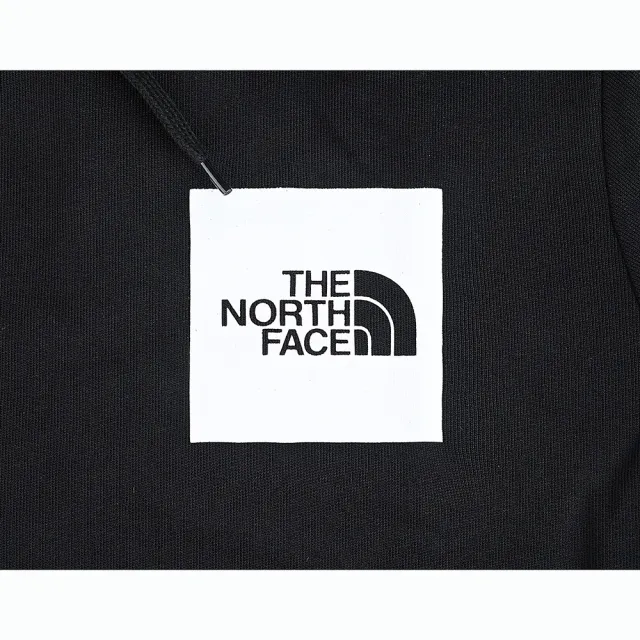 【The North Face】The North Face經典壓印白黑字母LOGO設計棉質連帽T恤(男款/白x黑)